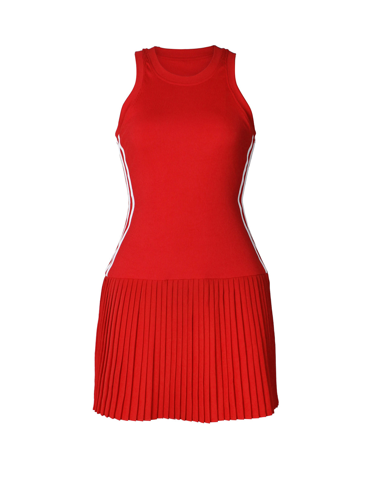 Sexy Stripe Vest Patchwork Sleeveless Pleated Dress