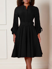 Fashion Drawstring Pleated Sleeve Dress