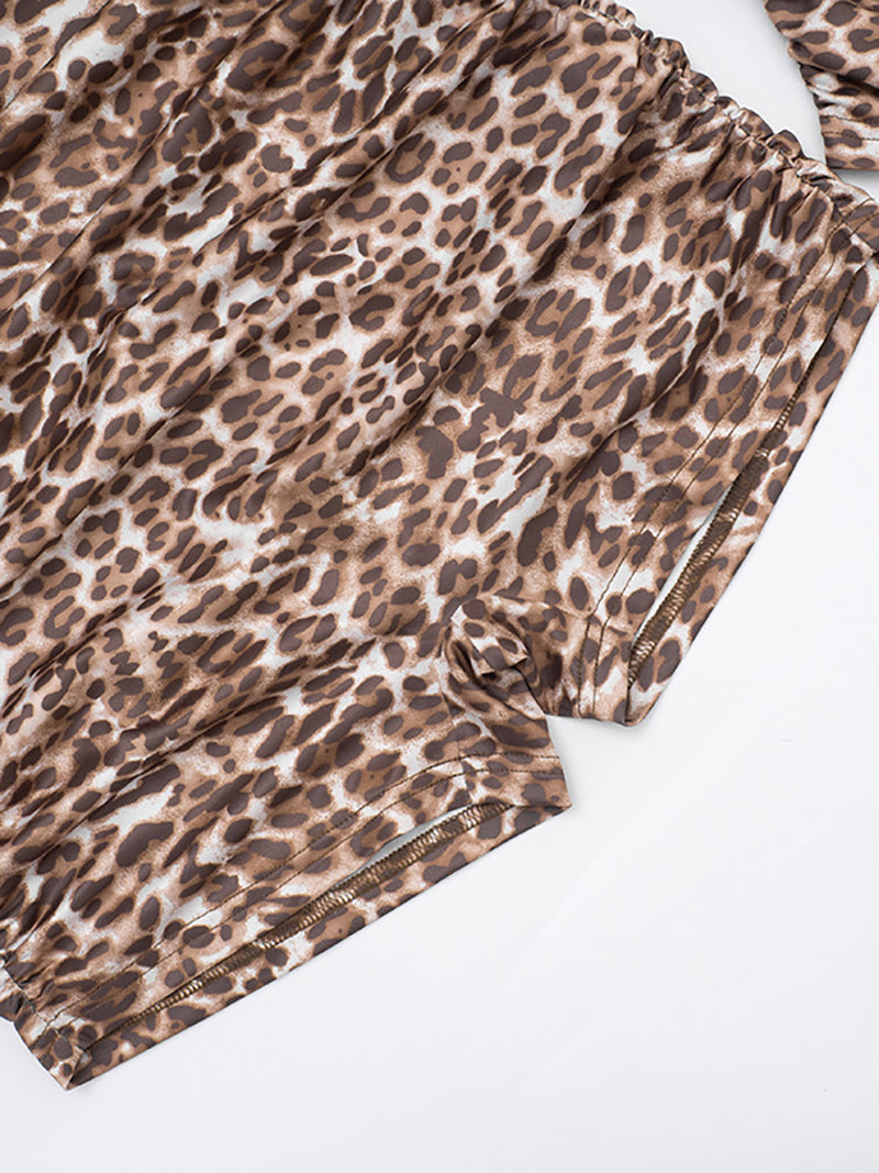 Sexy O-Neck Mesh Leopard Print Bodycon Romper