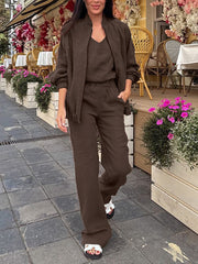 Fashion Long Sleeve Loose Casual 3 Pieces Set