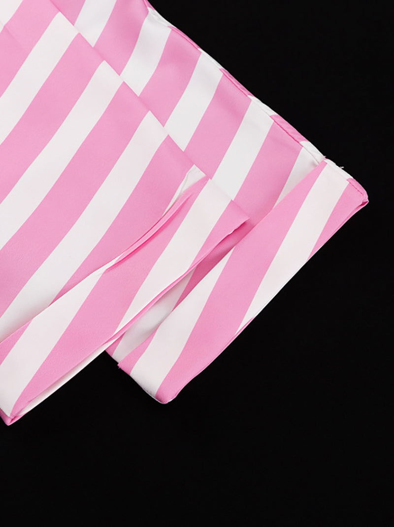 Striped Short Sleeve Top and Pants Casual Set