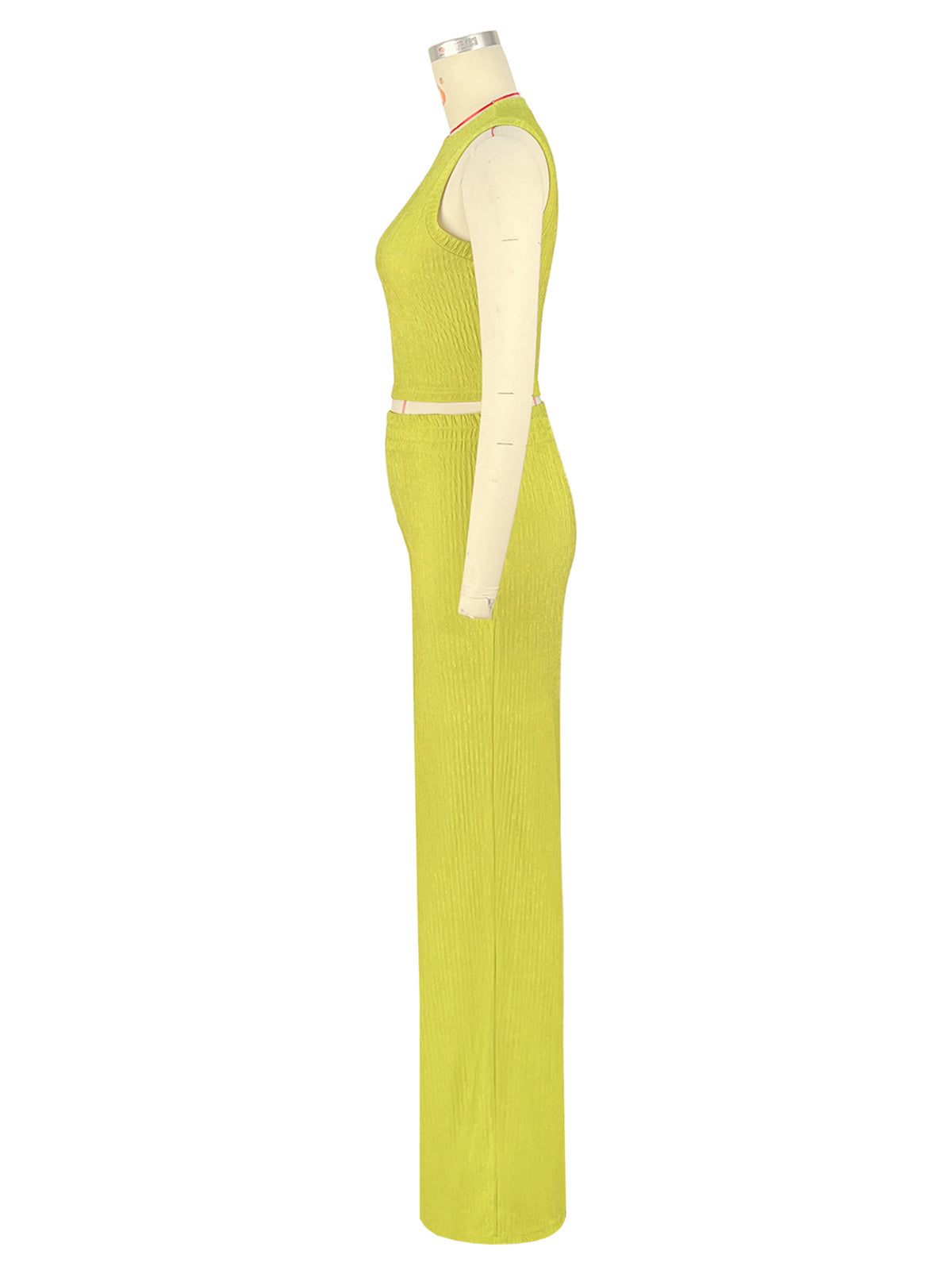 Casual Sleeveless Crop Top And Trousers Two Piece Set