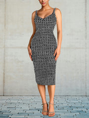 Sexy Sleeveless Backless Rhinestone Bodycon Dress