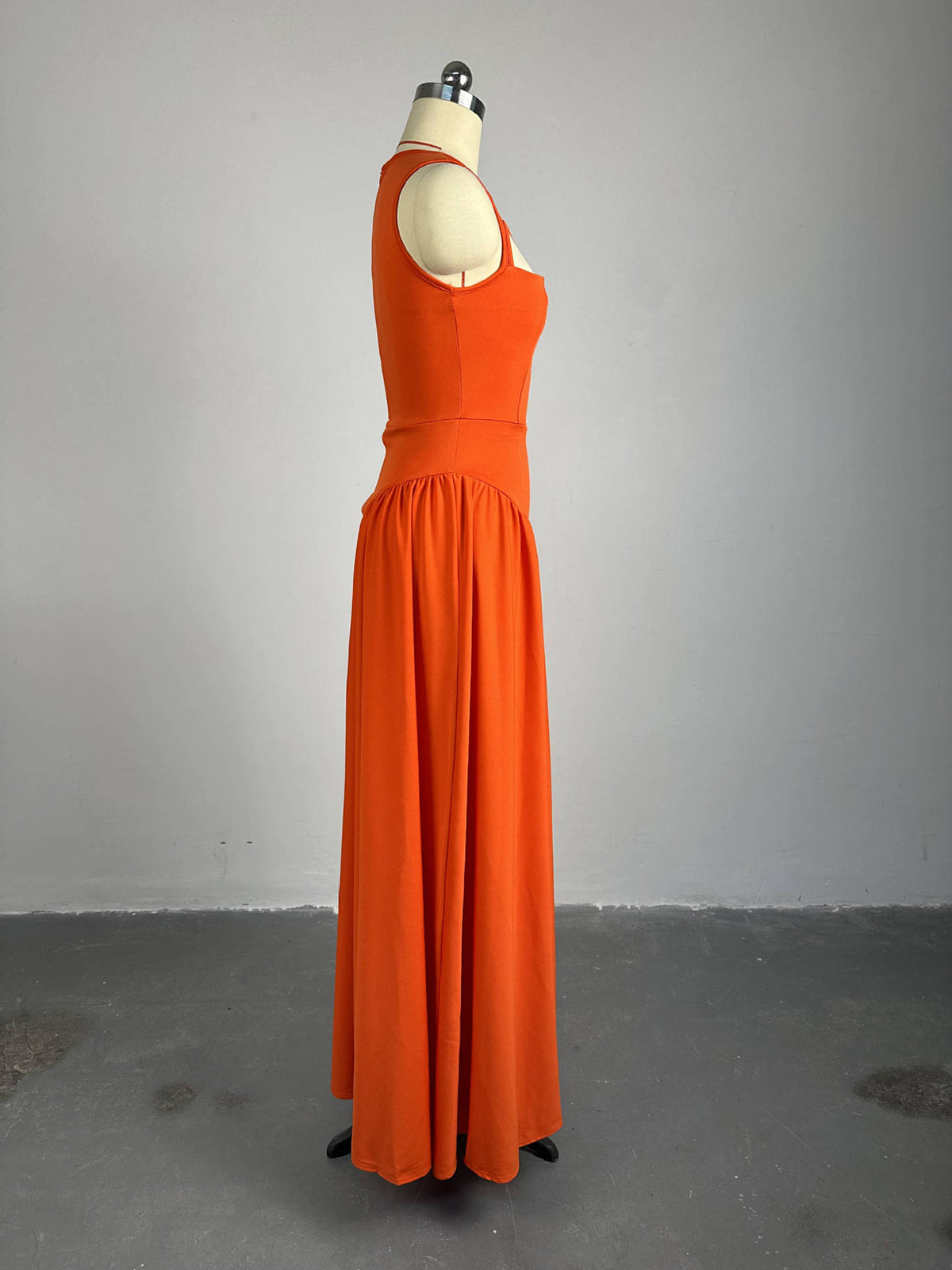 Round Neck Hollow Sleeveless Slim Maxi Dress