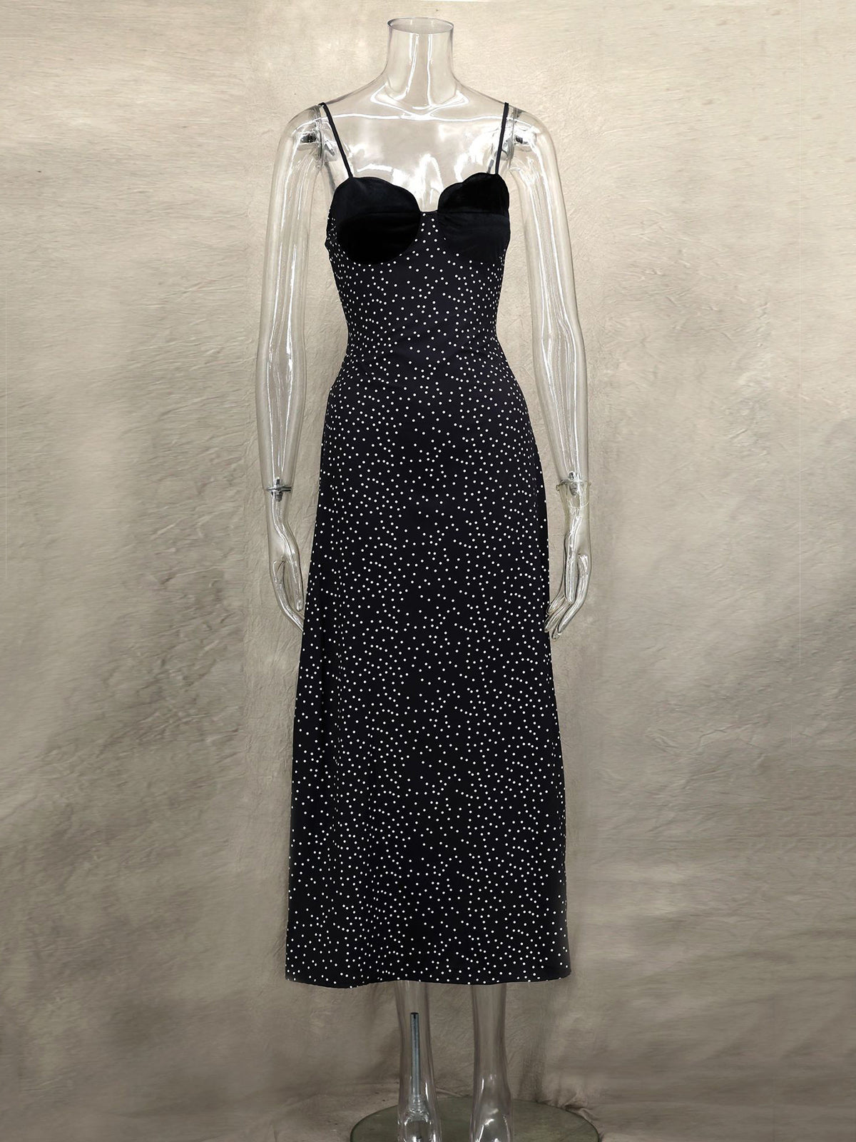 Fashion Sleeveless Polka Dot Print Strap Dress
