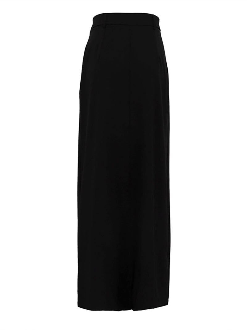 Simple High Waist Side Slit Maxi Skirt
