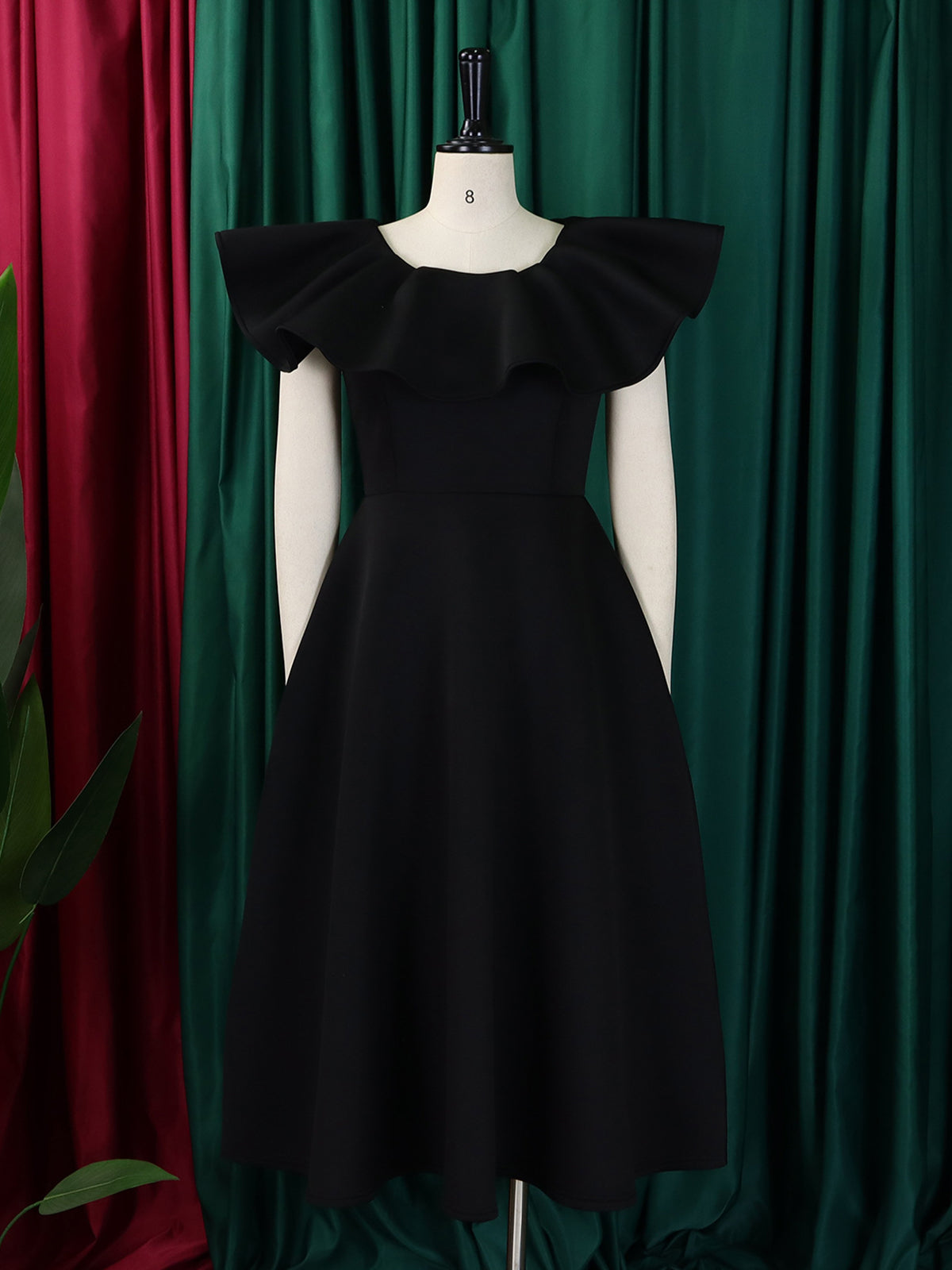 Elegant Ruffles Short Sleeve Evening Party Dress