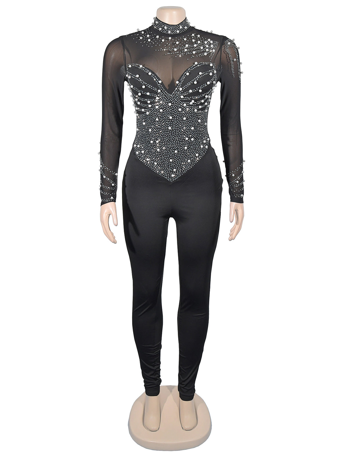 Sparkly Rhinestone Embellished Skinny Jumpsuit