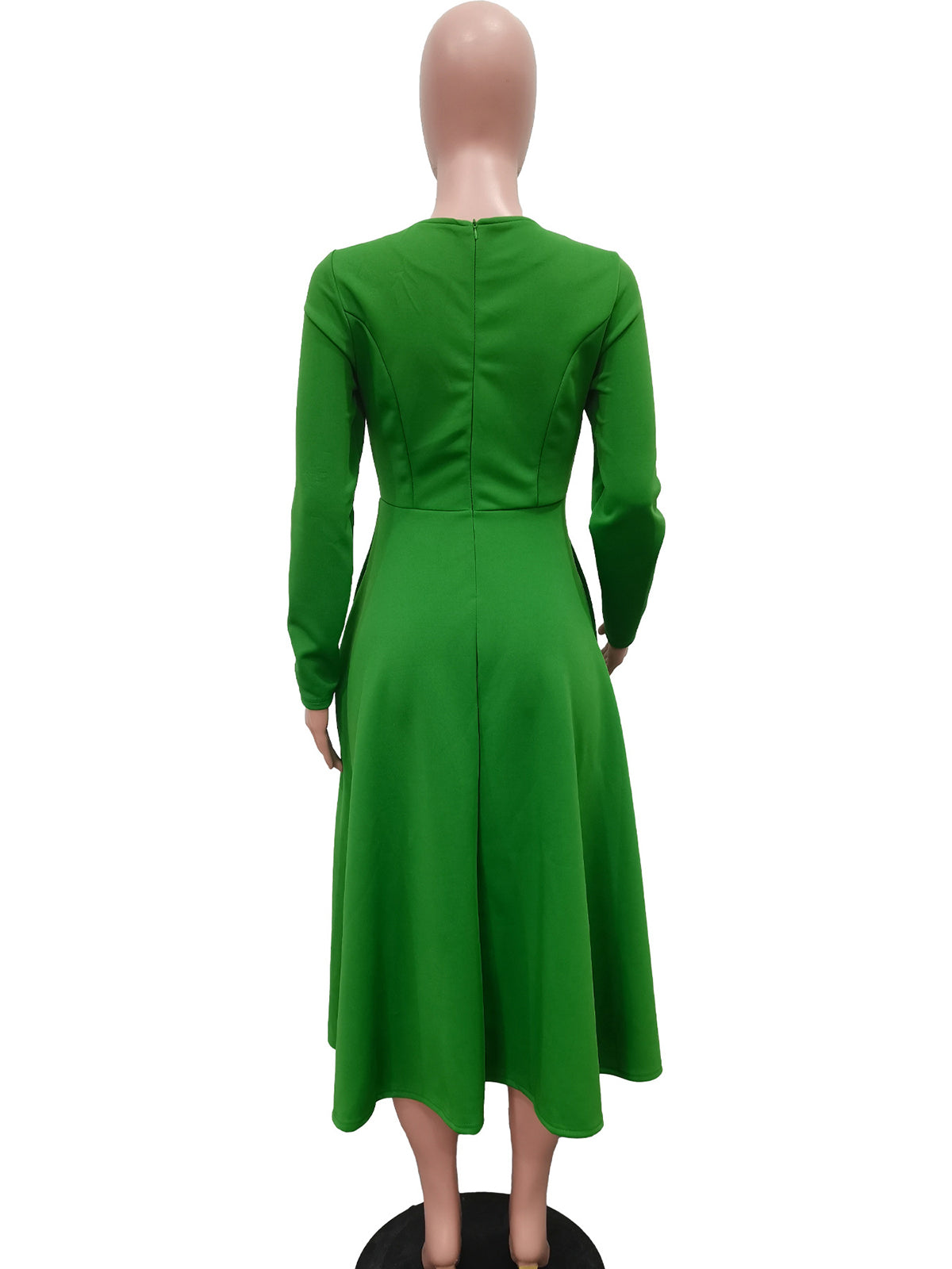 Elegant Round Collar Cinched Waist A-Line Dress