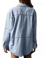 Collared Long Sleeve Denim Shirt Jacket