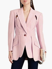 Solid Patchwork Button Minimalist Blazer