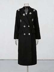 Double-breasted Wool Blend Embellished Coat