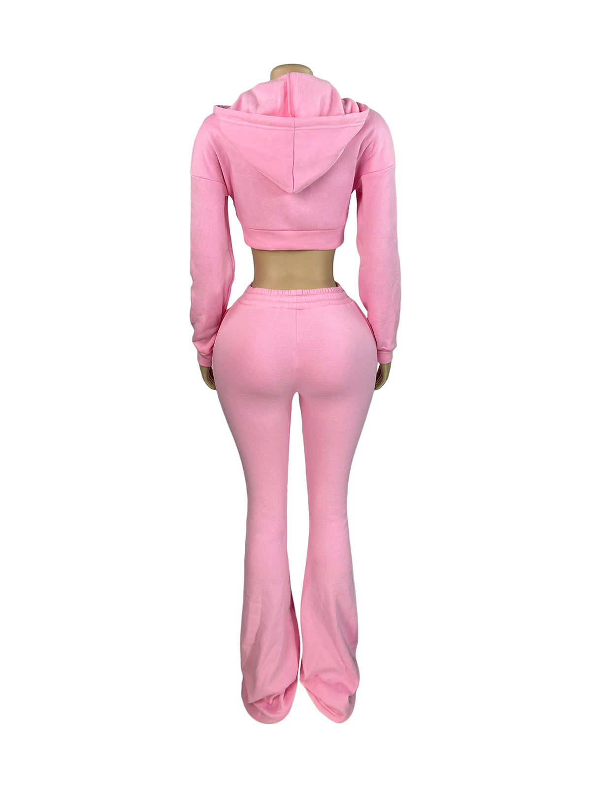 Casual Zipper Crop Hoodie and Pants Sports Sets