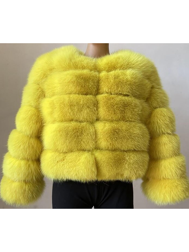 Classy Cropped Faux Fur Warm Jacket Coat