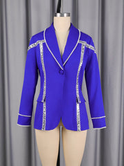 Fashion Beaded Sequin Embellishment Slim Blazer