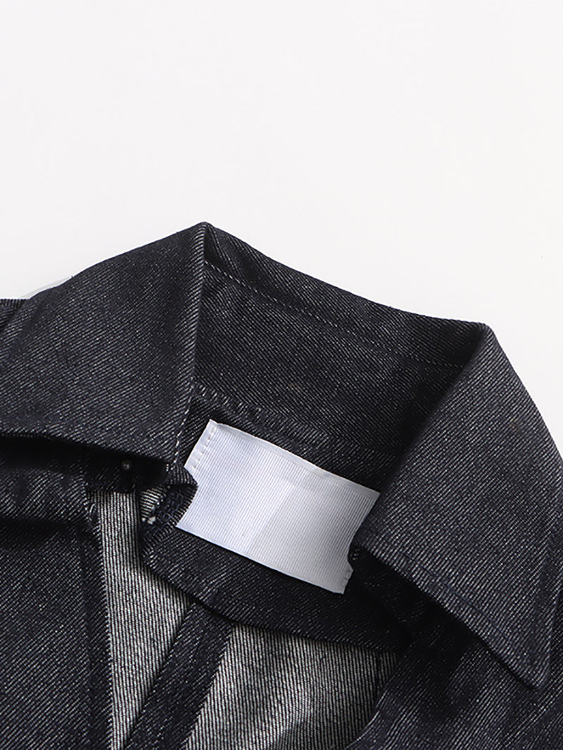 Fashion Denim Jacket Pleated Mini Skirt Set