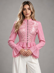 Sequin Panel Flare Sleeve Cropped Jacket-boutique