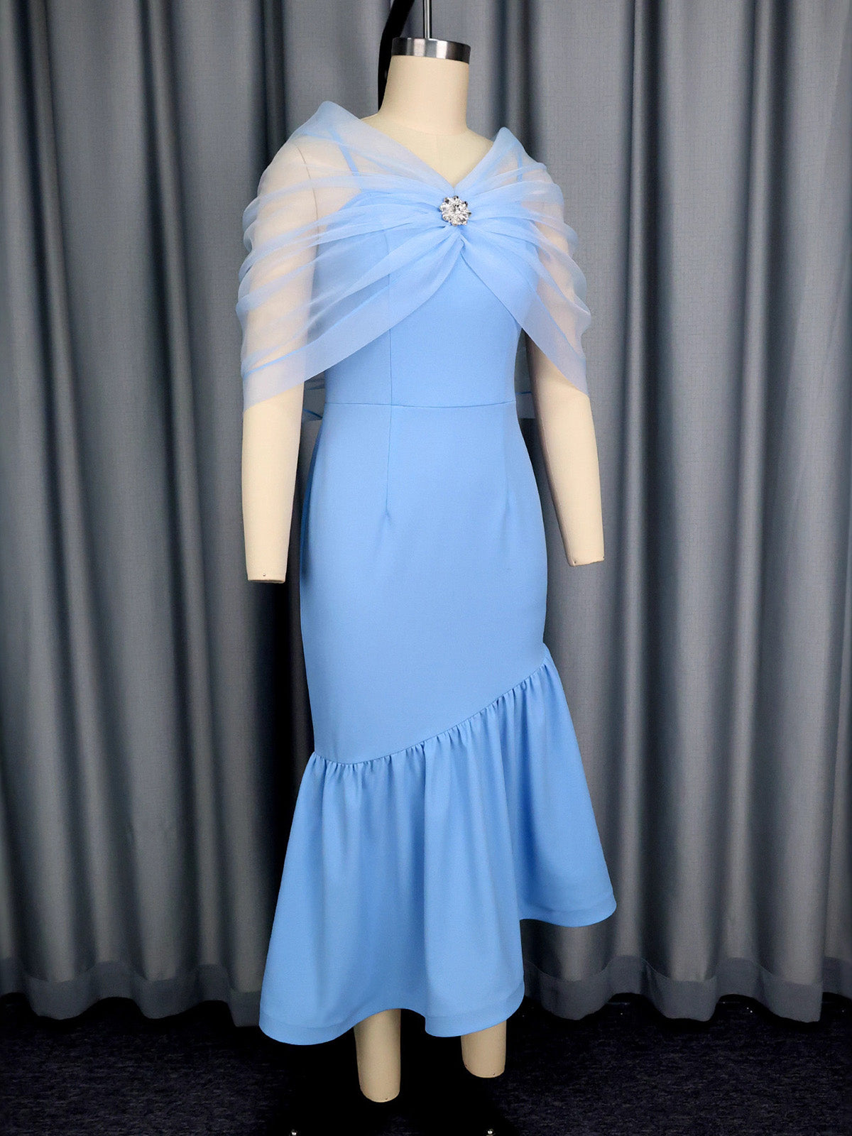 Elegant Off Shoulder Slim Evening Party Fishtail Dress