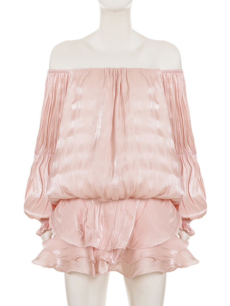 Fashion Off Shoulder Ruffle Mini Dress