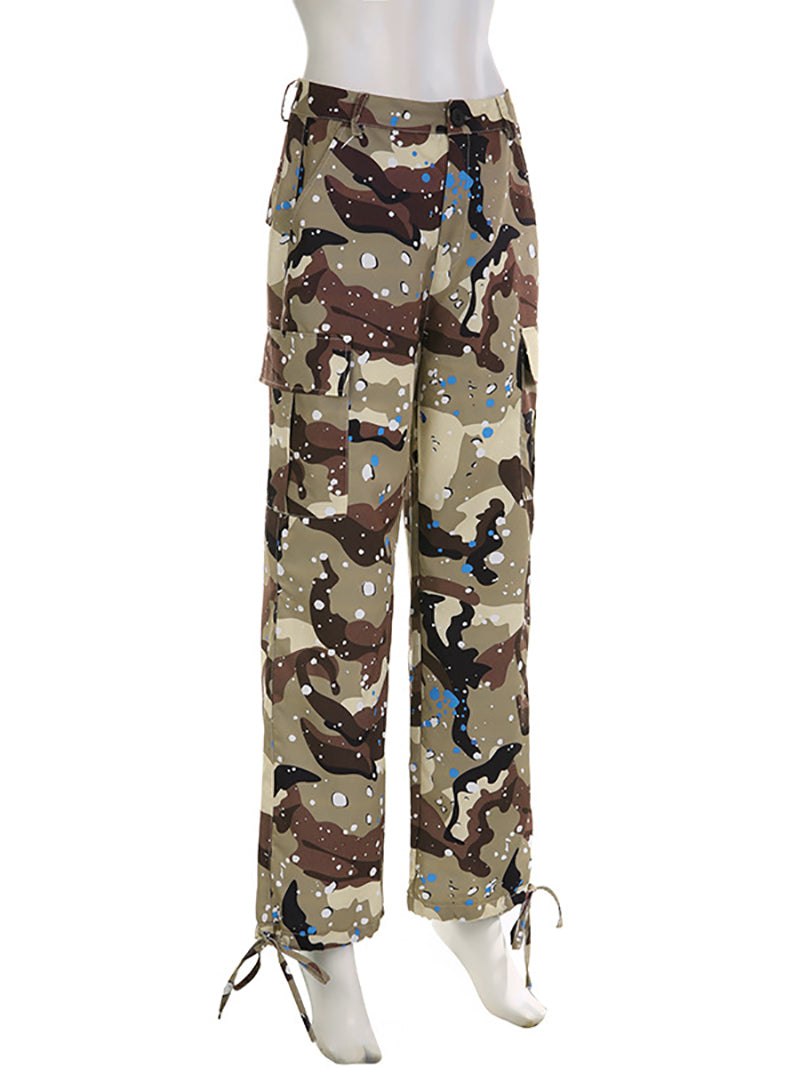 Casual Camo Cargo Pants Straight Trousers