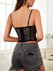 Sexy Tube Top Hollow Backless See-through Camisole