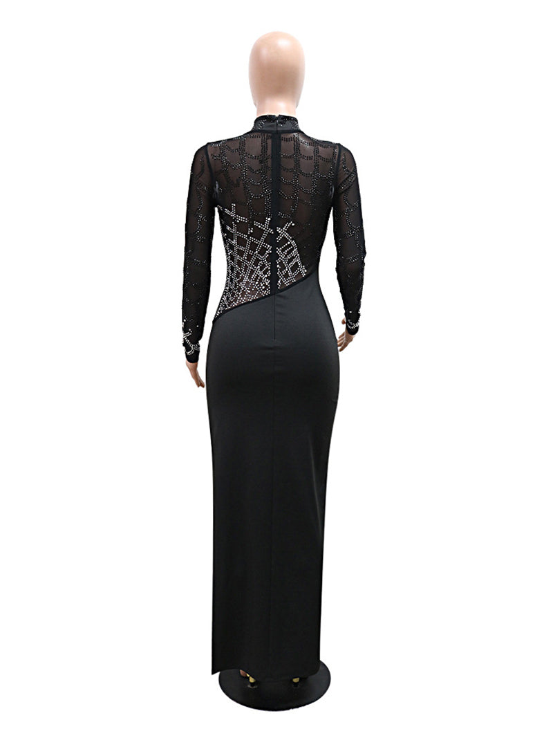 Nightclub Glamour Rhinestones Maxi Dress