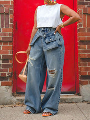 Vintage Ripped Straight Leg Jeans