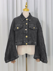 Fashion Button-Up Cropped Denim Jackets