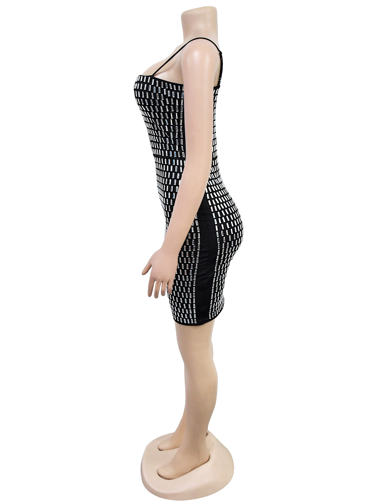 Elegant Rhinestone Hollow Out Party Mini Dress