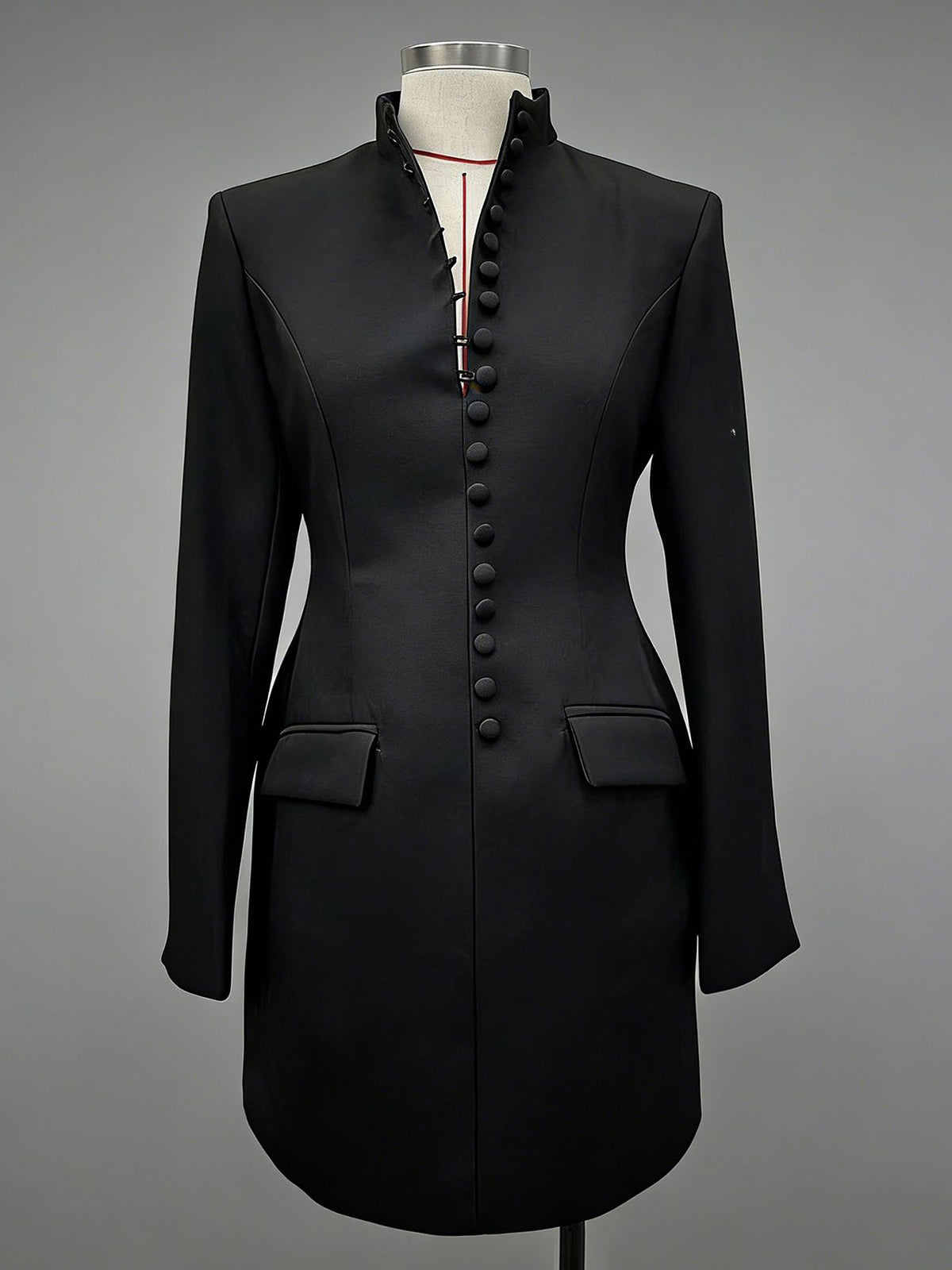 Elegant Button Down Cinched Waist Blazer Dress