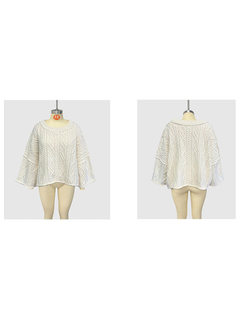 Casual Round Neck Loose Knit Pullover Sweater