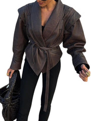 Women's Belted Long Sleeve Jacket-boutique