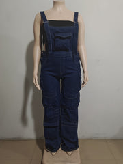 Denim Overalls High Waist Straight Jumpsuit