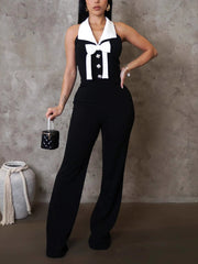 Elegant Romantic Contrast Color Bow Jumpsuit
