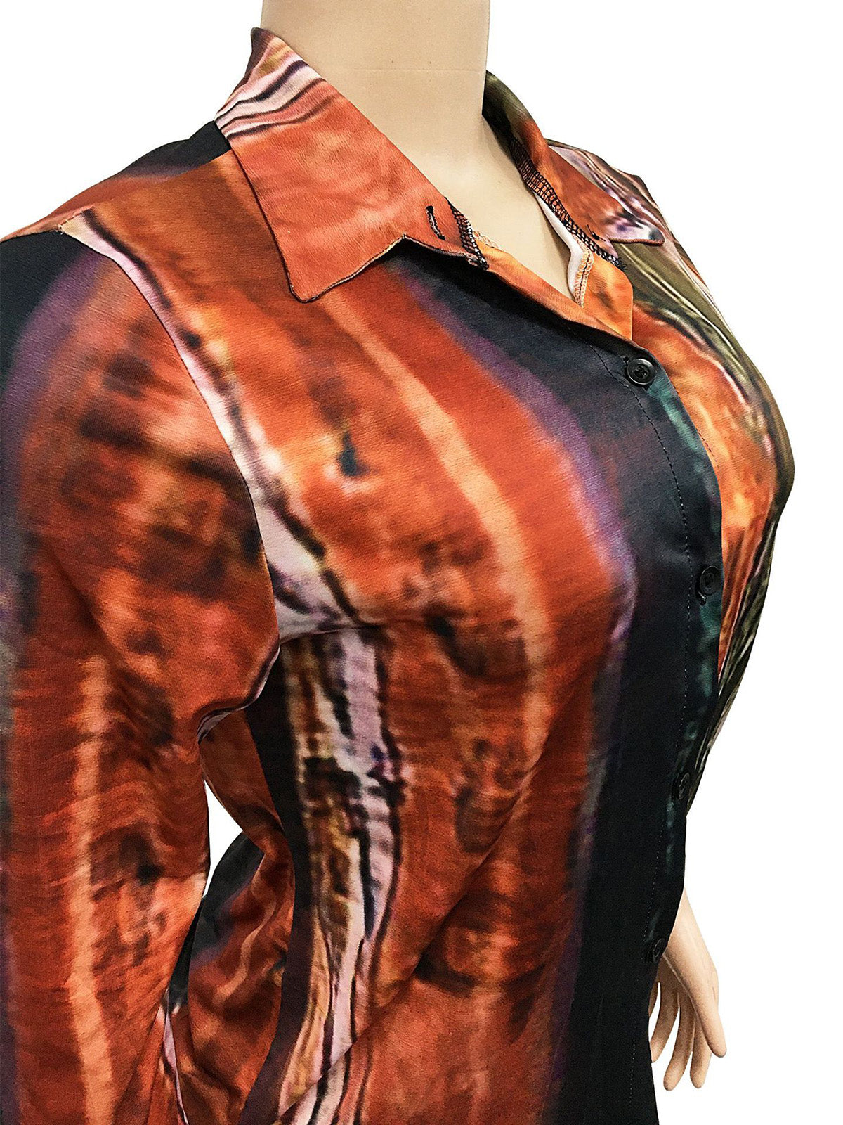Print Turn-Down Collar Shirt Shorts 2 Piece Casual Sets