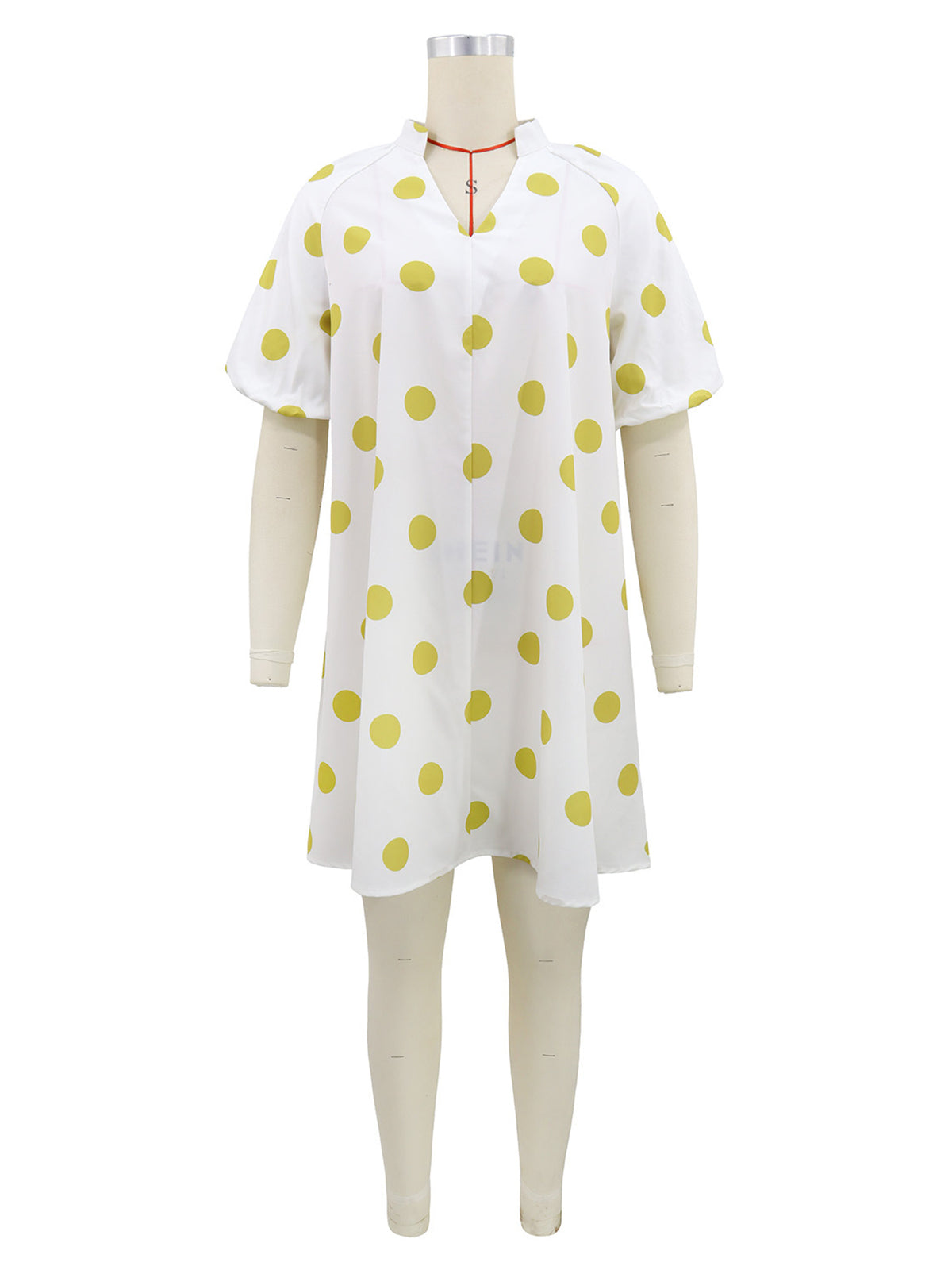 Casual V Neck Polka Dot Print Vacation Loose A-line Dress