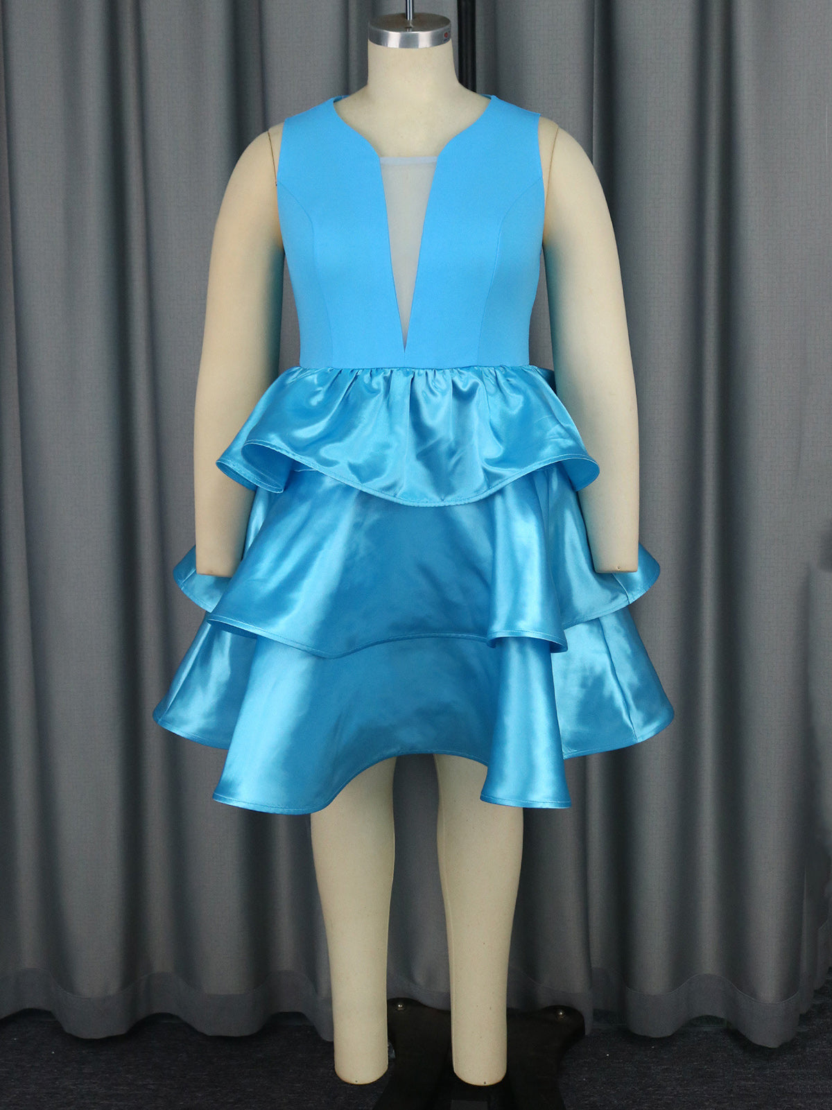Patchwork High Rise Fitted Sleeveless Cake Dress