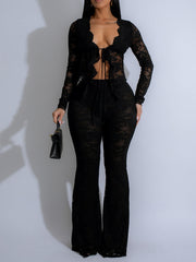 Sexy Lace See Through Night Club Two Piece Set