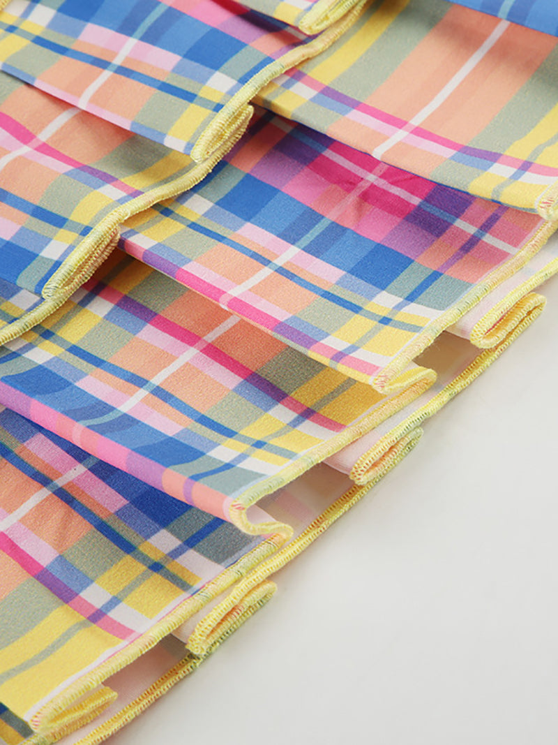 Fashion Plaid Letter Print Mini Skirt