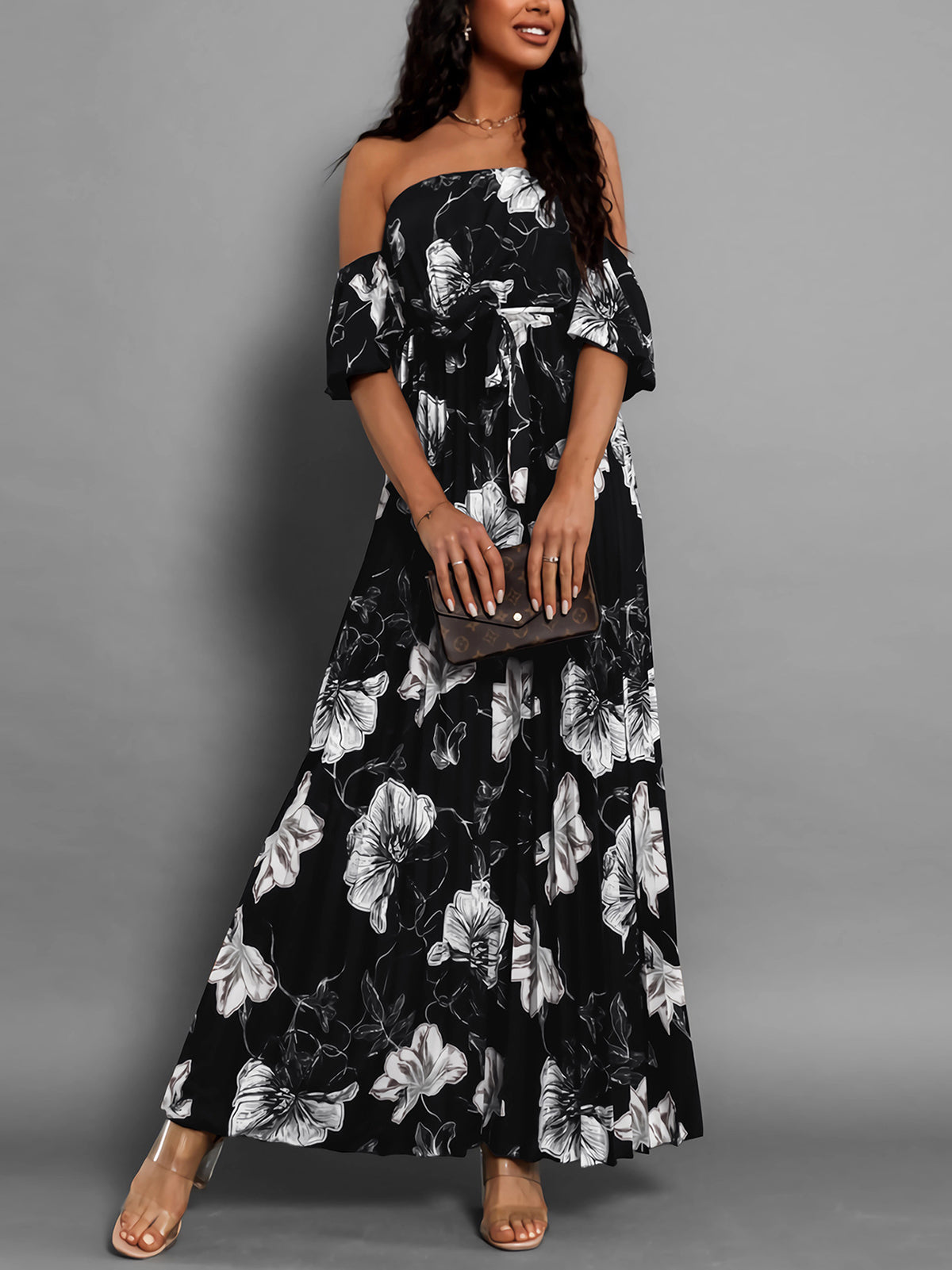 Sexy Off Shoulder Print Long Dress