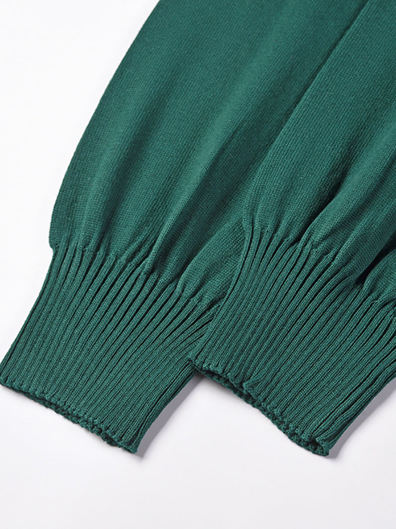 Fashion Round Neck Knit Pleated Sweater Dress