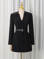 Fashion Belted Slim Blazer Dress