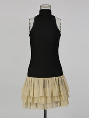 Fashion Slim Sleeveless Ruffle Mini Dress