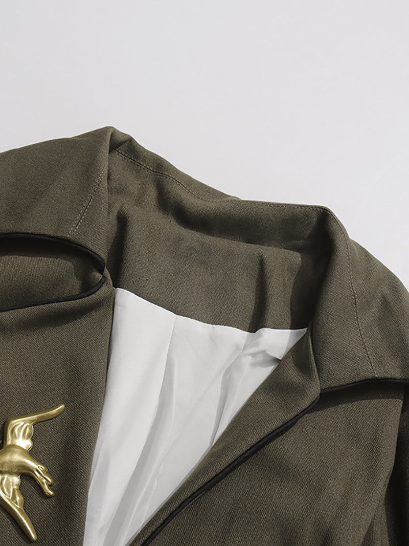 Fashion V Neck Slim Midi Trench Coat