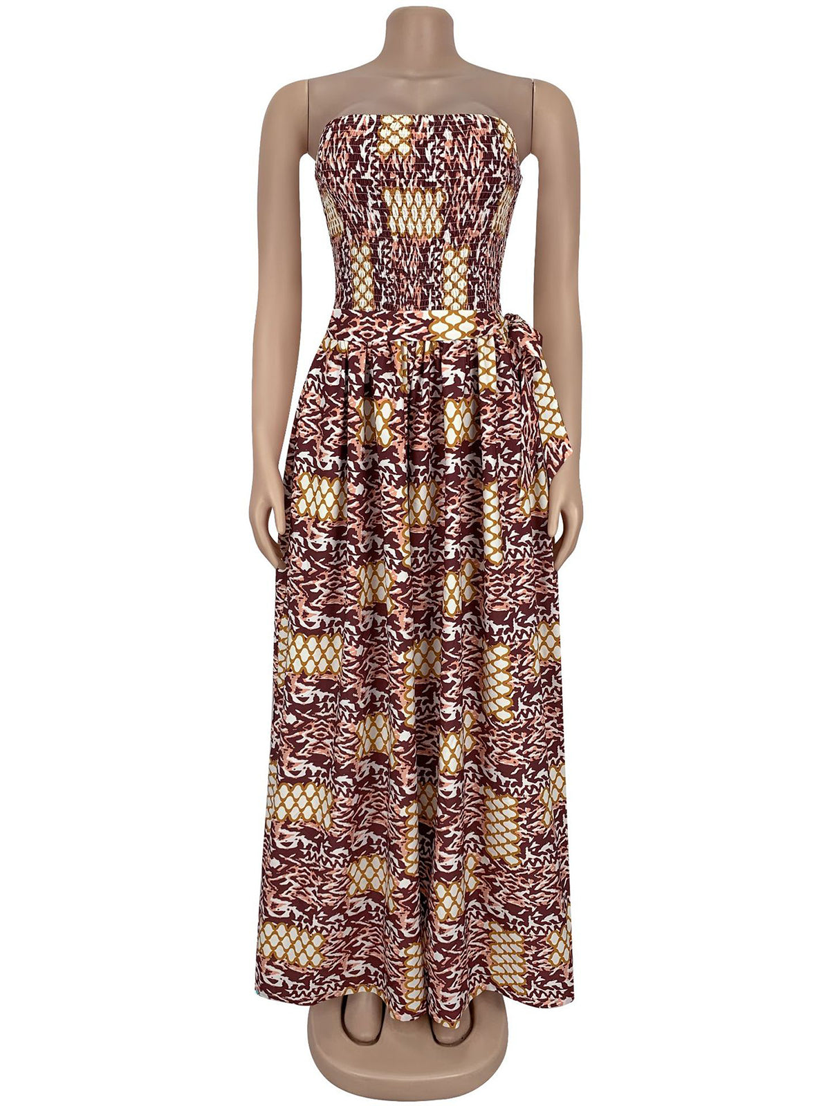 Sexy Print Backless Strapless Wide Leg Jumpsuit