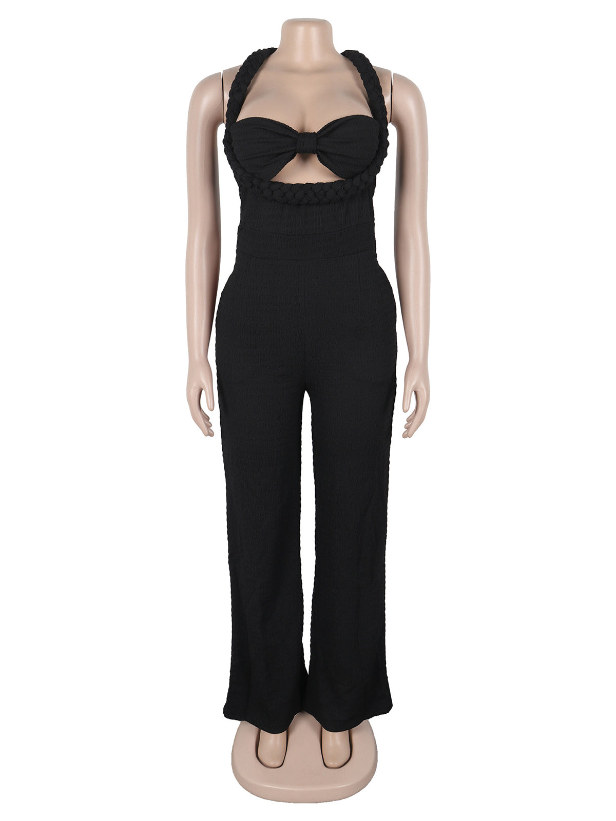 Halter Lace-up Hollow out Slim Straight Jumpsuit