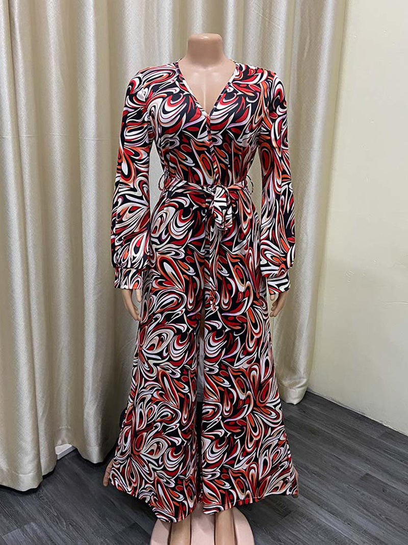 Fashion Print Wide-leg Jumpsuit