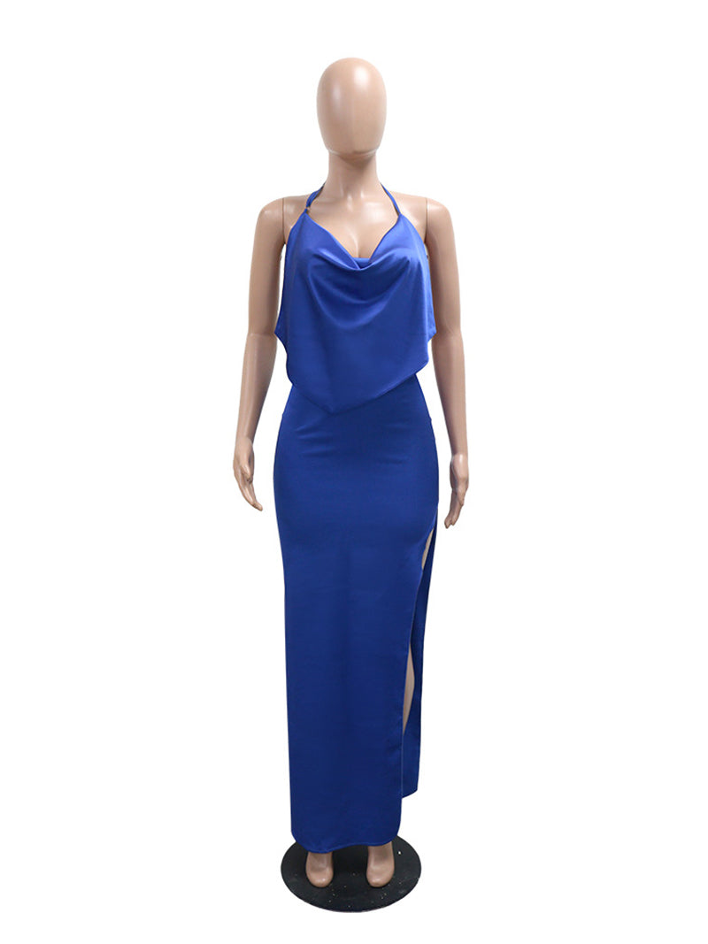 Sexy Deep V Backless High Slit Club Maxi Dress