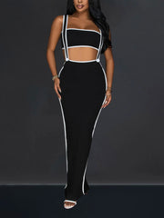 Sexy Backless Slip Dress 2 Piece Set