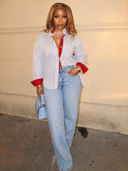 Contrast Stripe Collared Shirt